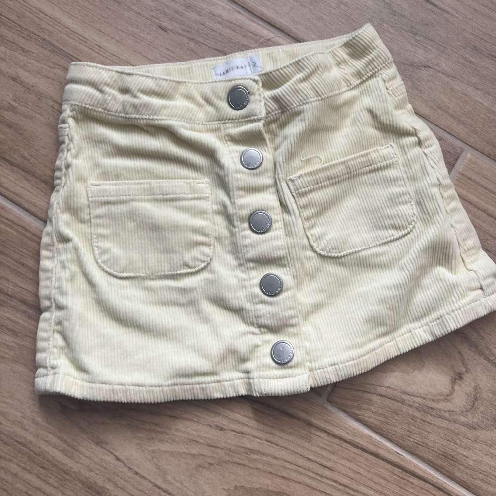 Jamie Kay Button-Front Corduroy Skirt in Cream